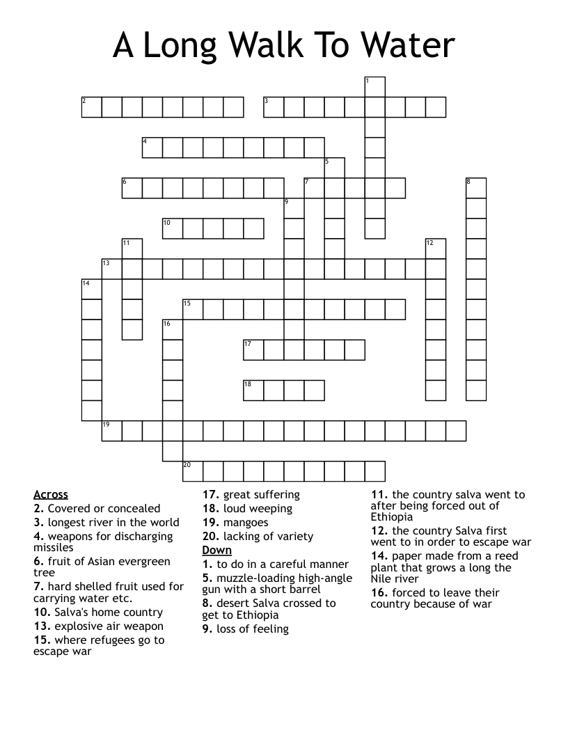 A Long Walk To Water Crossword