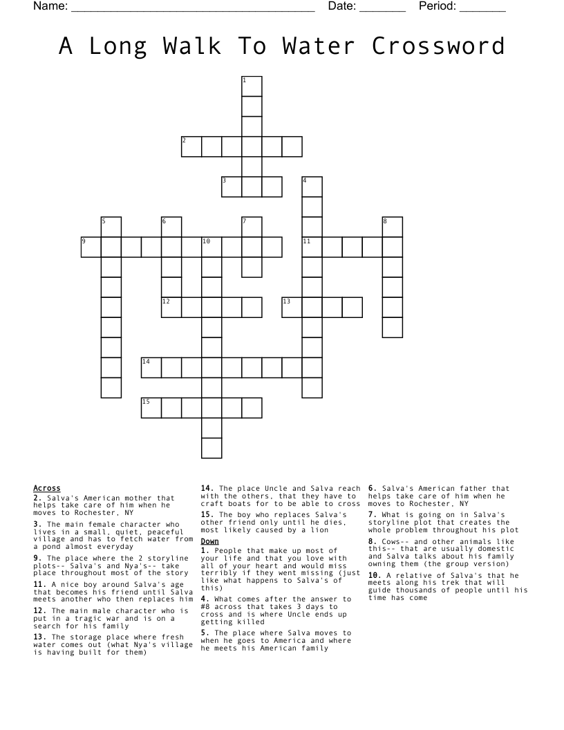 A Long Walk To Water Crossword