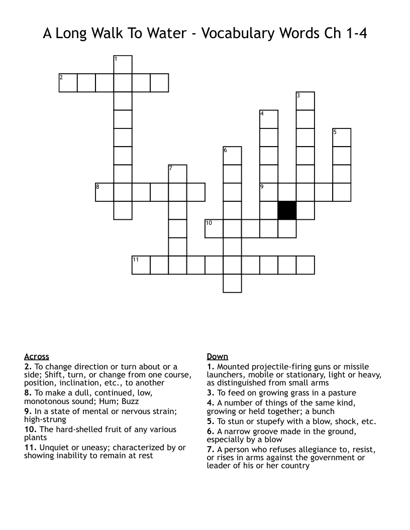 A Long Walk To Water - Vocabulary Words Ch 1-4 Crossword
