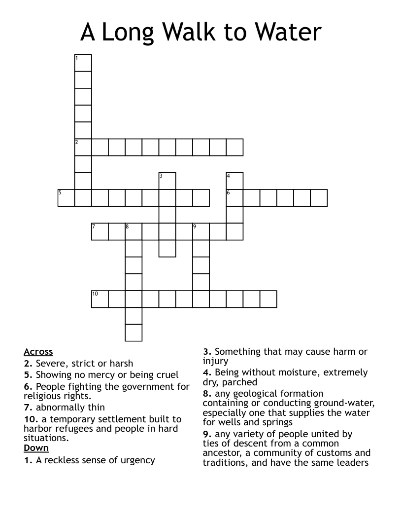 A Long Walk to Water Crossword