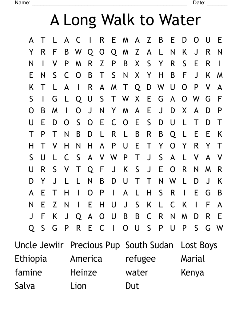 A Long Walk to Water Word Search