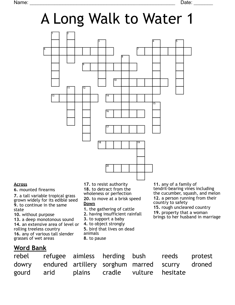 A Long Walk to Water 1 Crossword