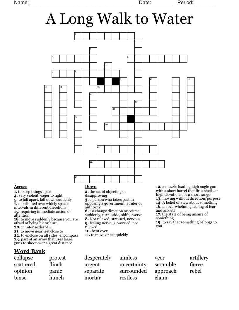 A Long Walk to Water Crossword
