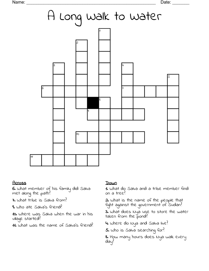 A Long Walk to Water Crossword