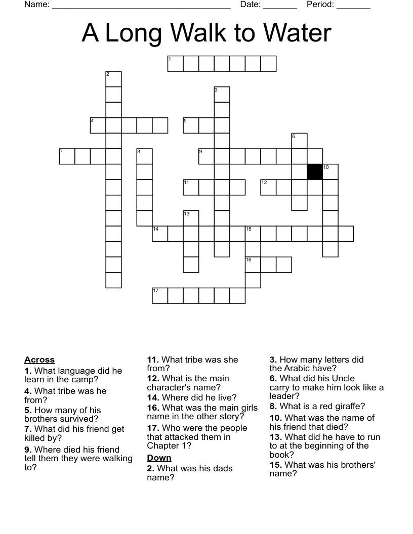 A Long Walk to Water Crossword