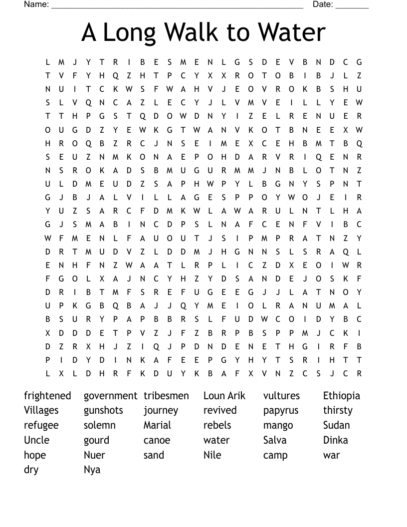 A Long Walk to Water Word Search