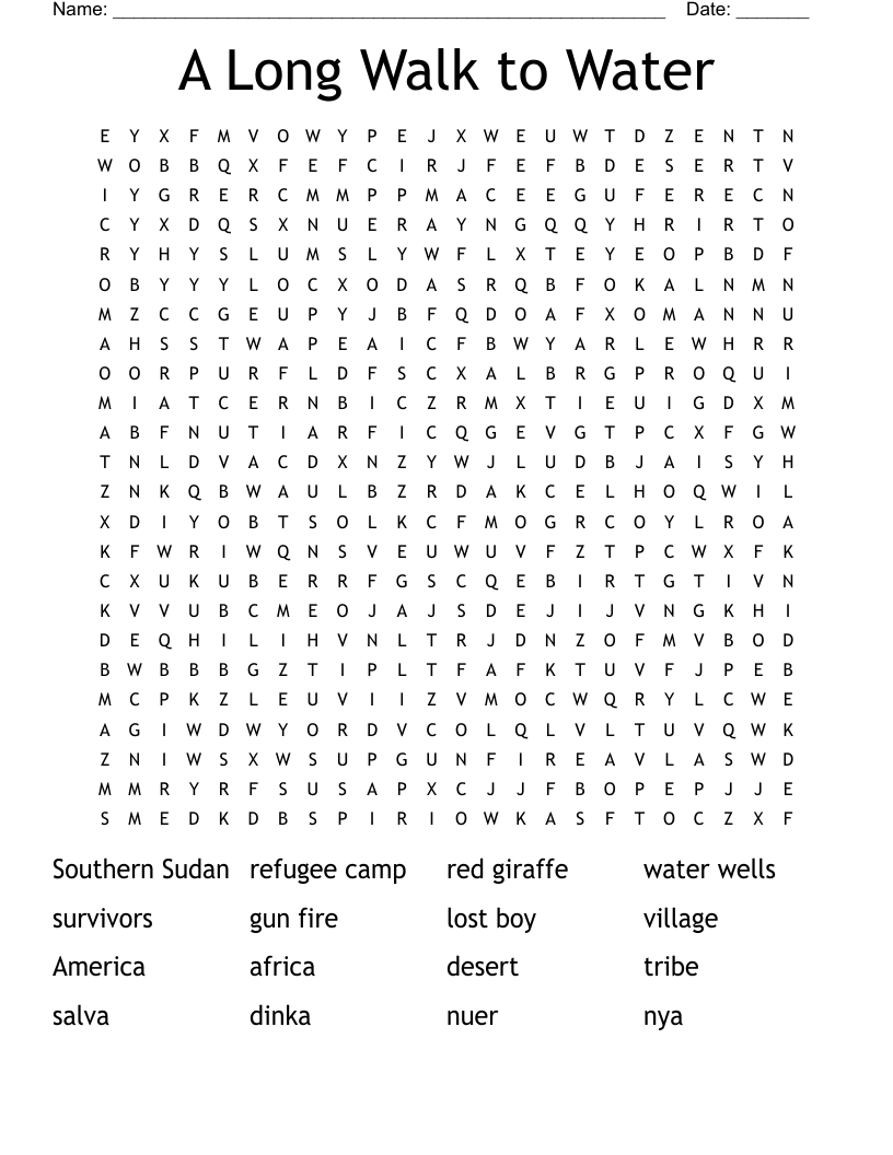 A Long Walk to Water Word Search