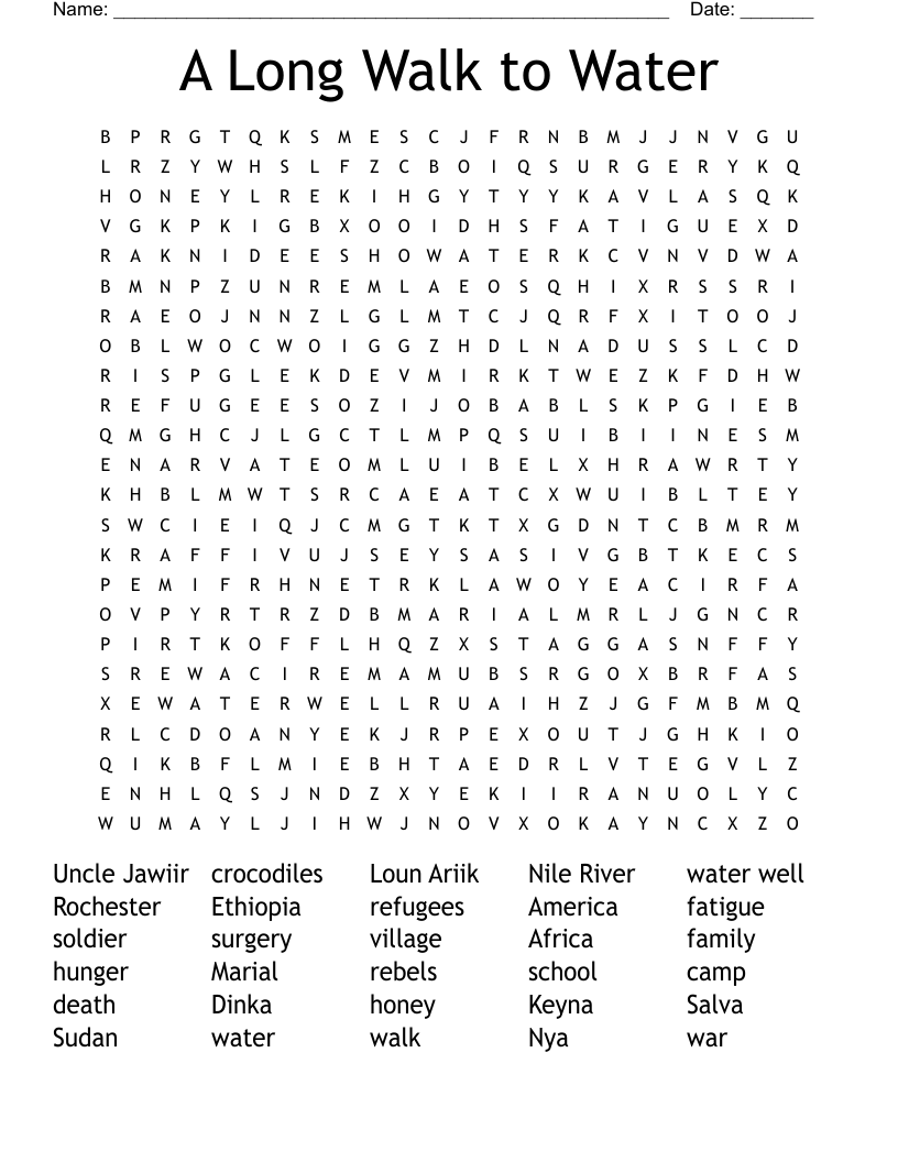 A Long Walk to Water Word Search