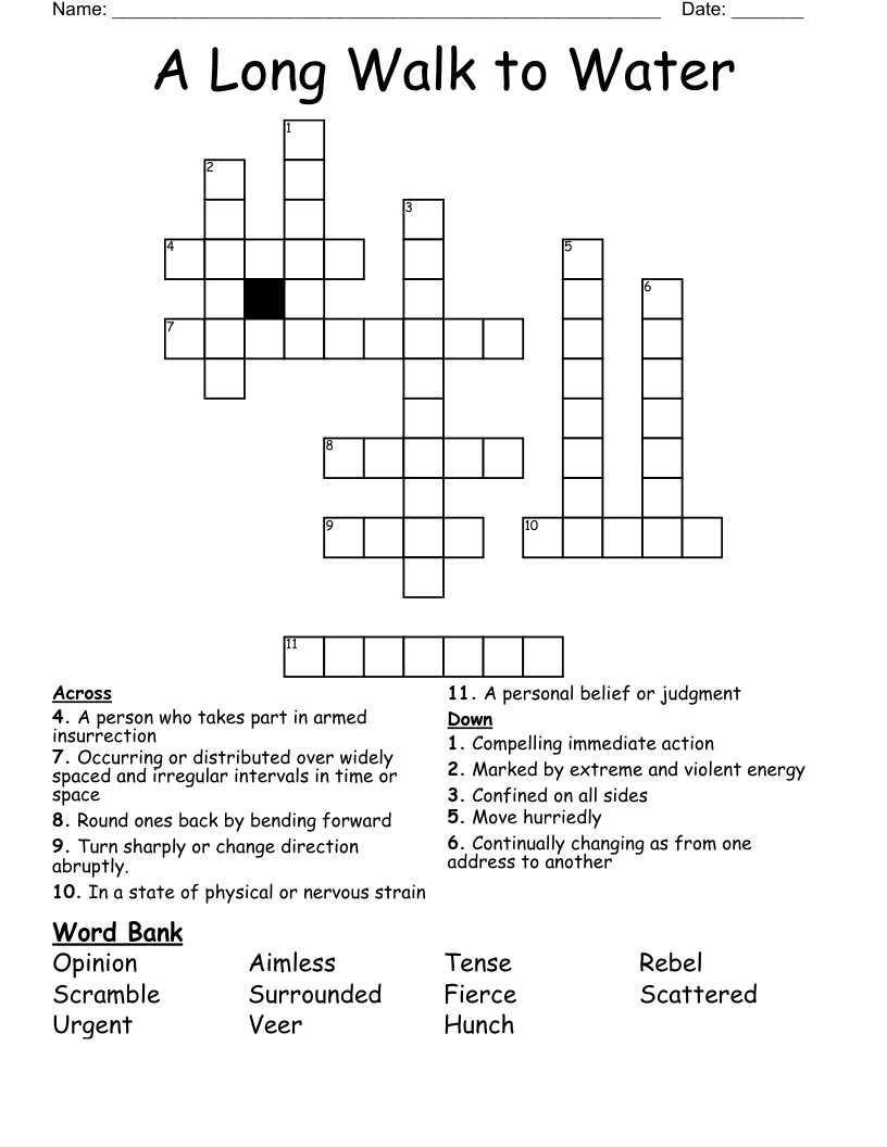 A Long Walk to Water Crossword