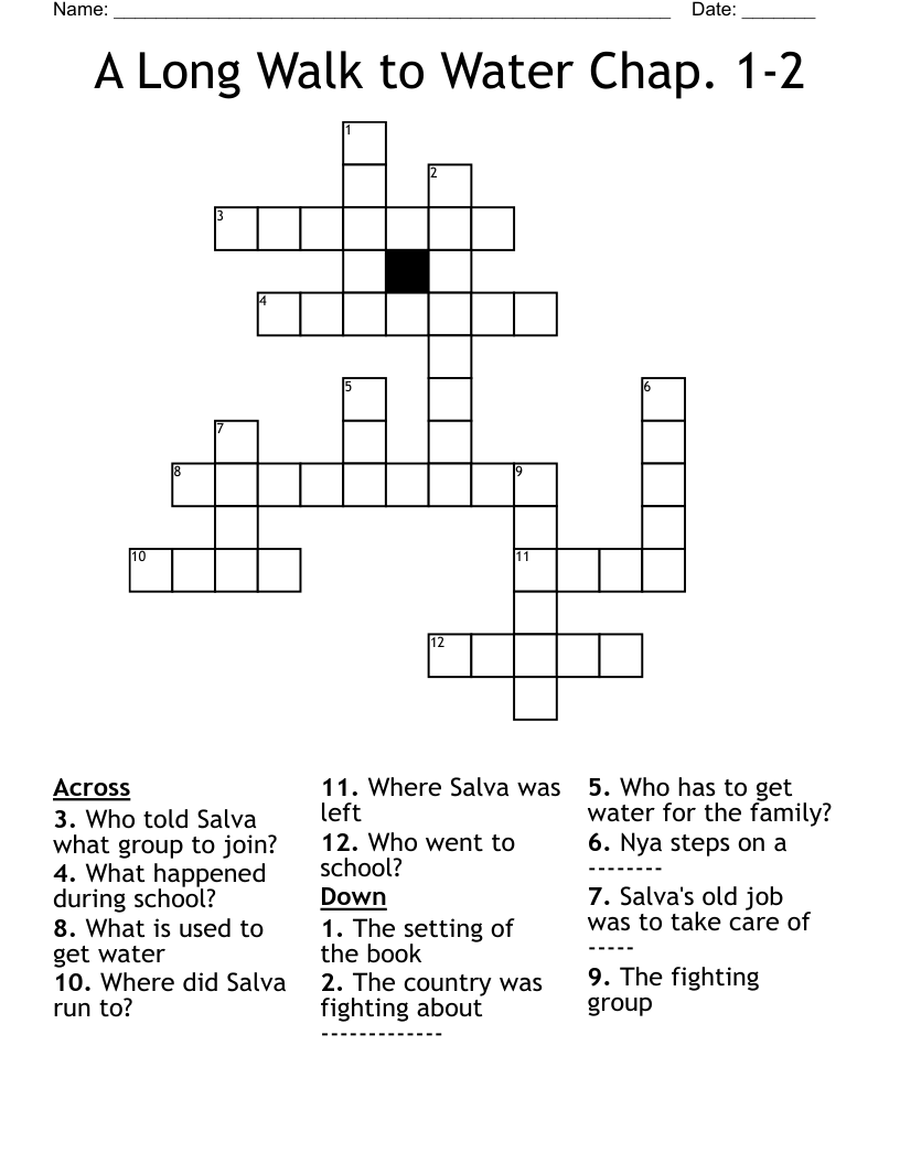 A Long Walk to Water Chap. 1-2 Crossword