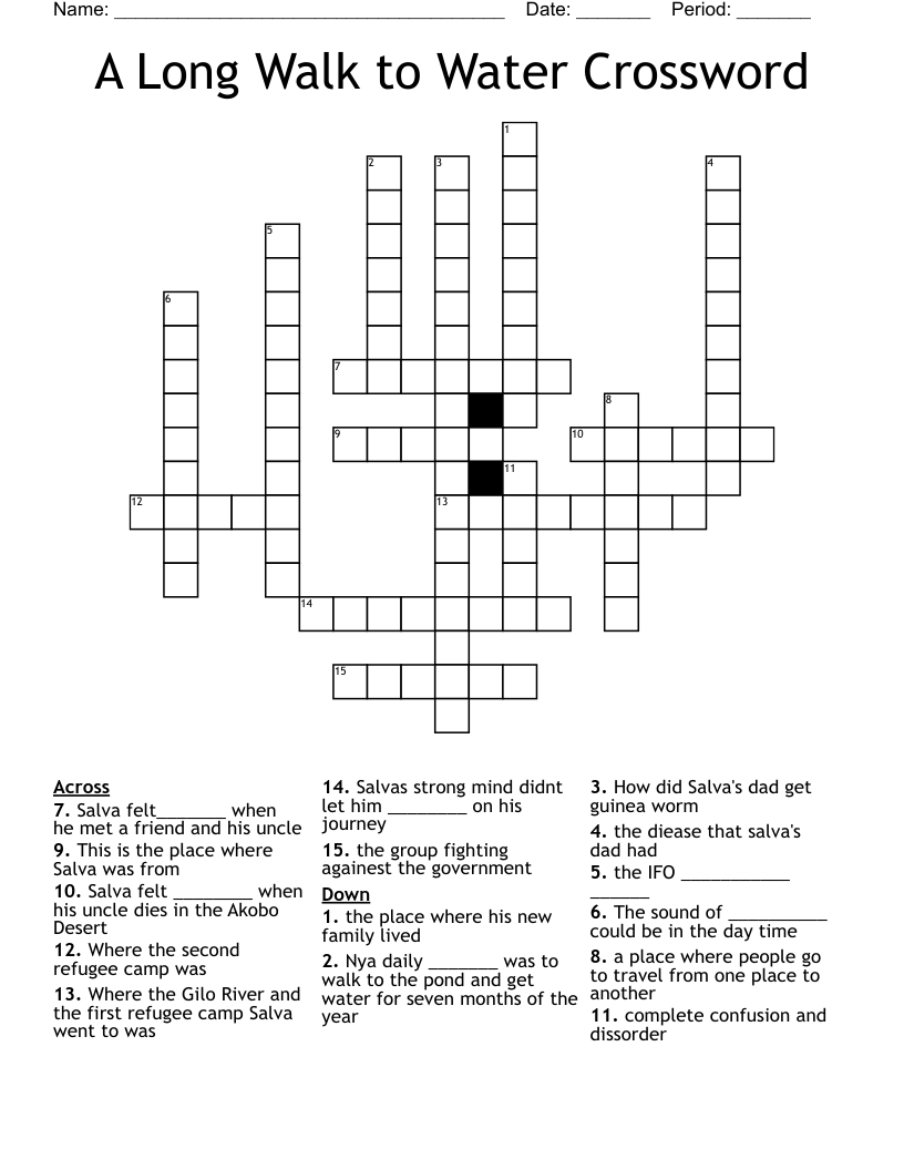 A Long Walk to Water Crossword