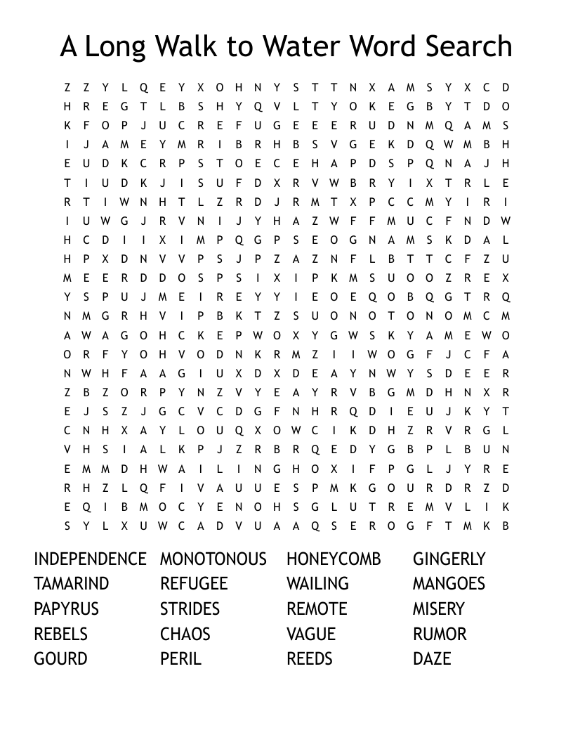 A Long Walk to Water Word Search