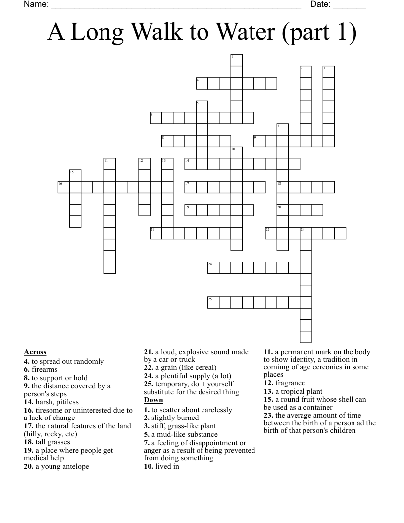 A Long Walk to Water (part 1) Crossword