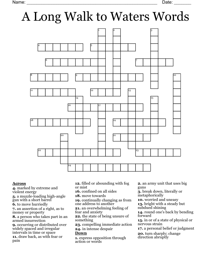 A Long Walk to Waters Words Crossword