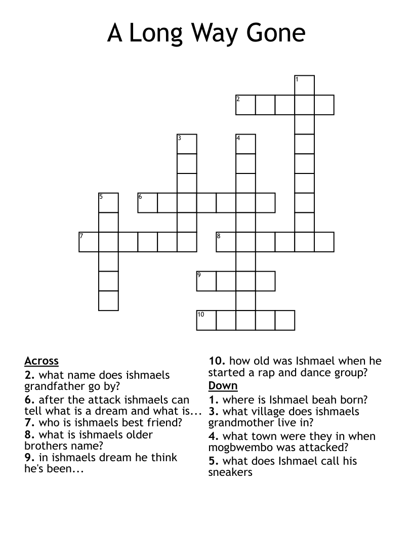 A Long Way Gone Crossword