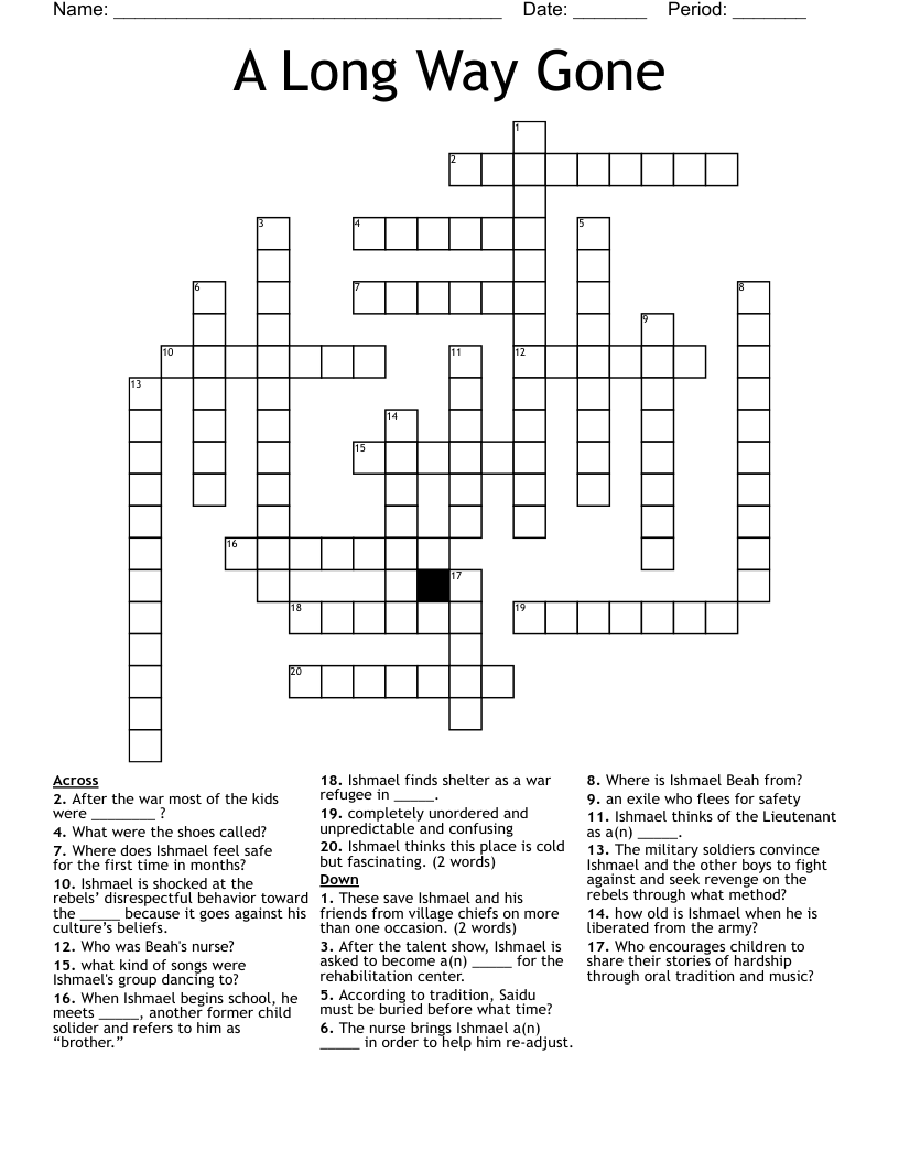 A Long Way Gone Crossword