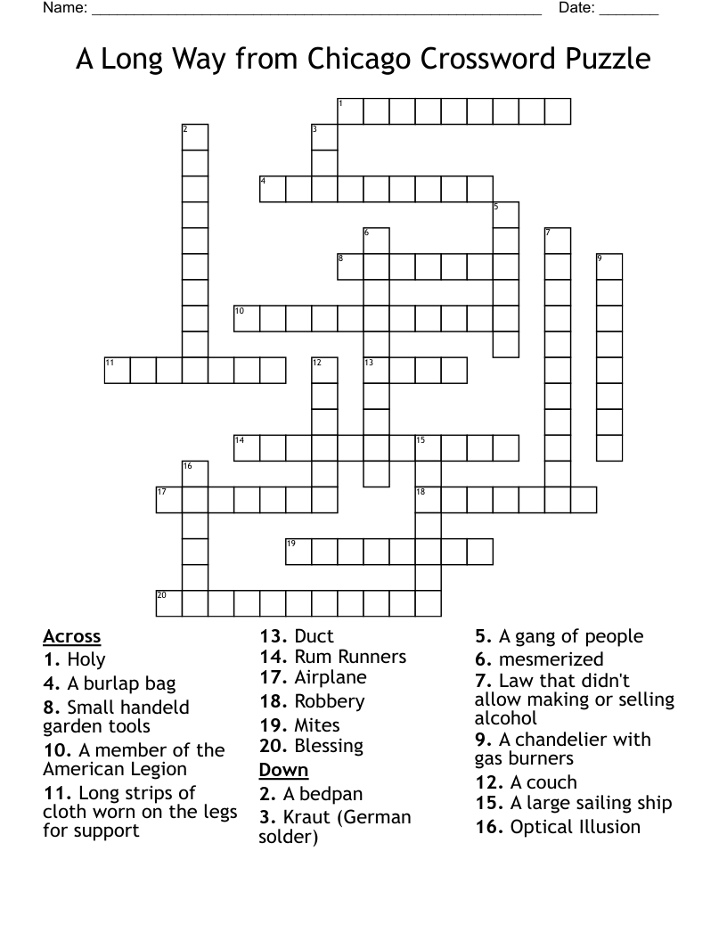 A Long Way from Chicago Crossword Puzzle