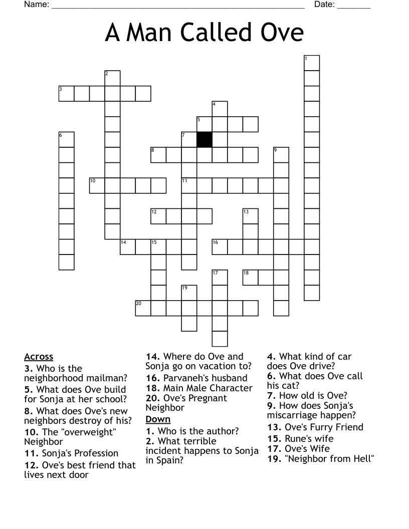 A Man Called Ove Crossword