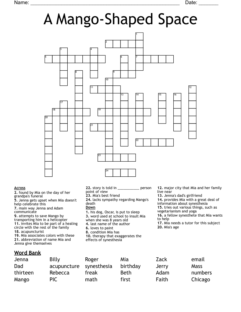 A Mango-Shaped Space Crossword