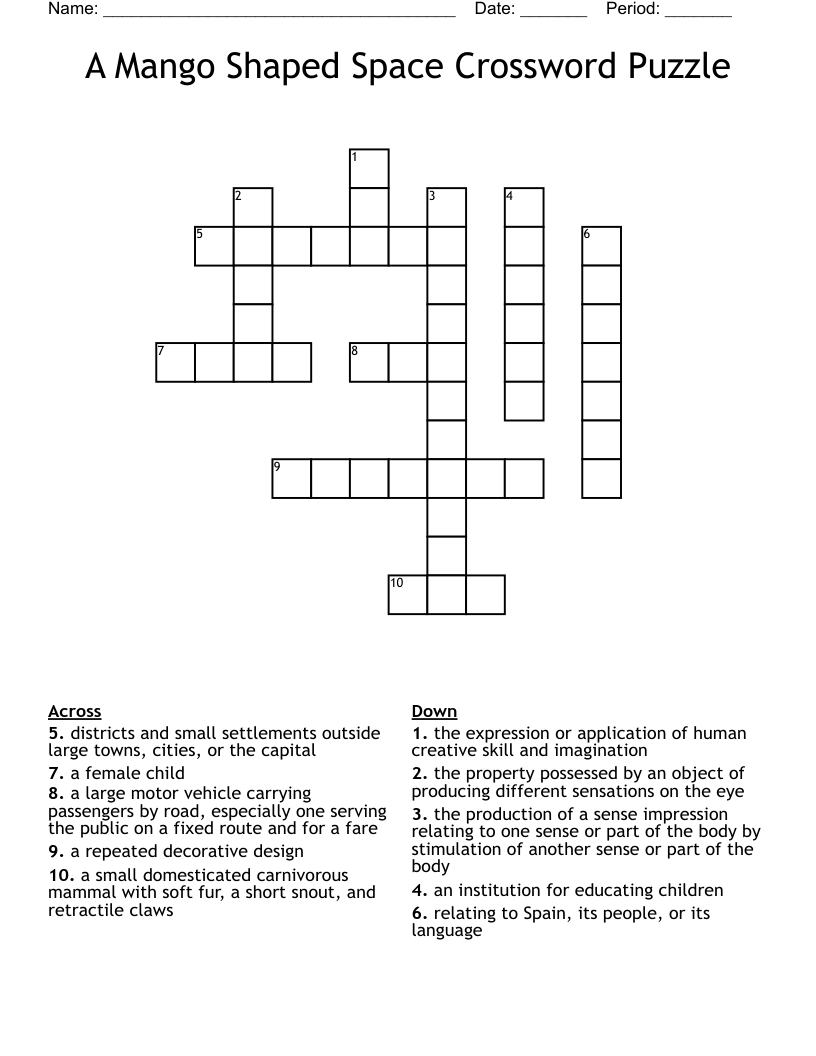 A Mango Shaped Space Crossword Puzzle