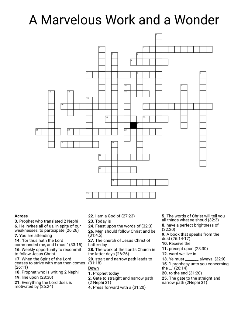 A Marvelous Work and a Wonder   Crossword