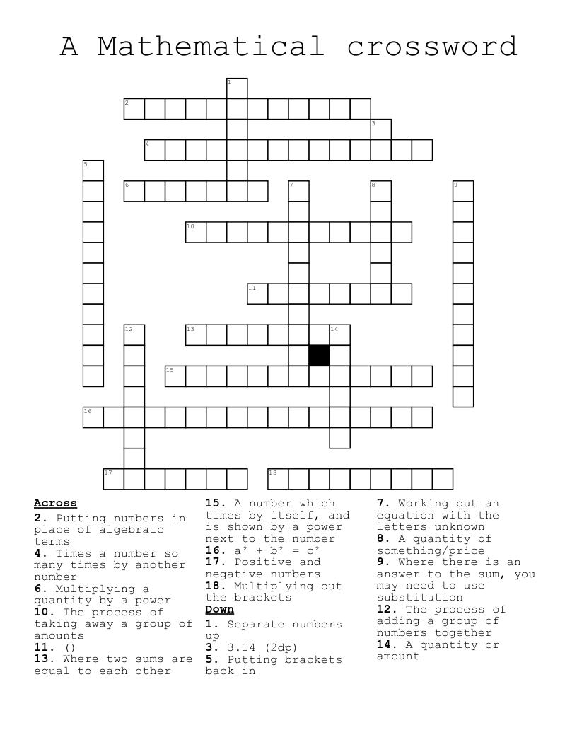 A Mathematical crossword