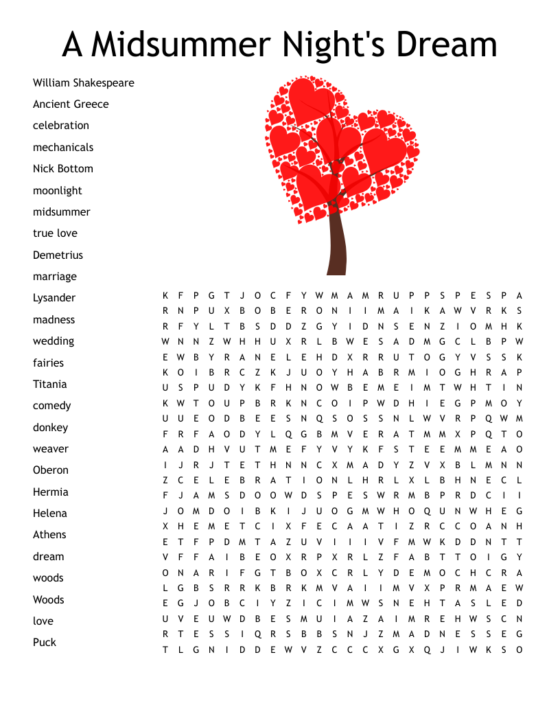 A Midsummer Night's Dream Word Search