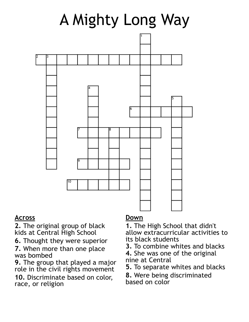 A Mighty Long Way Crossword