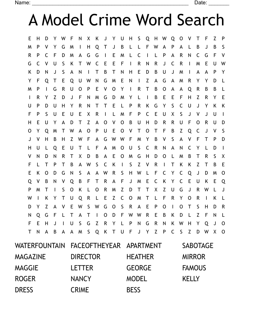 A Model Crime Word Search