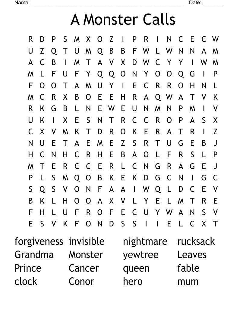 A Monster Calls Word Search