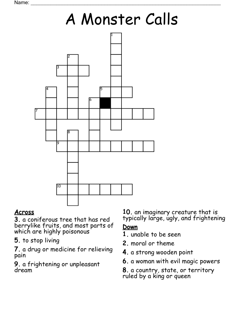 A Monster Calls Crossword