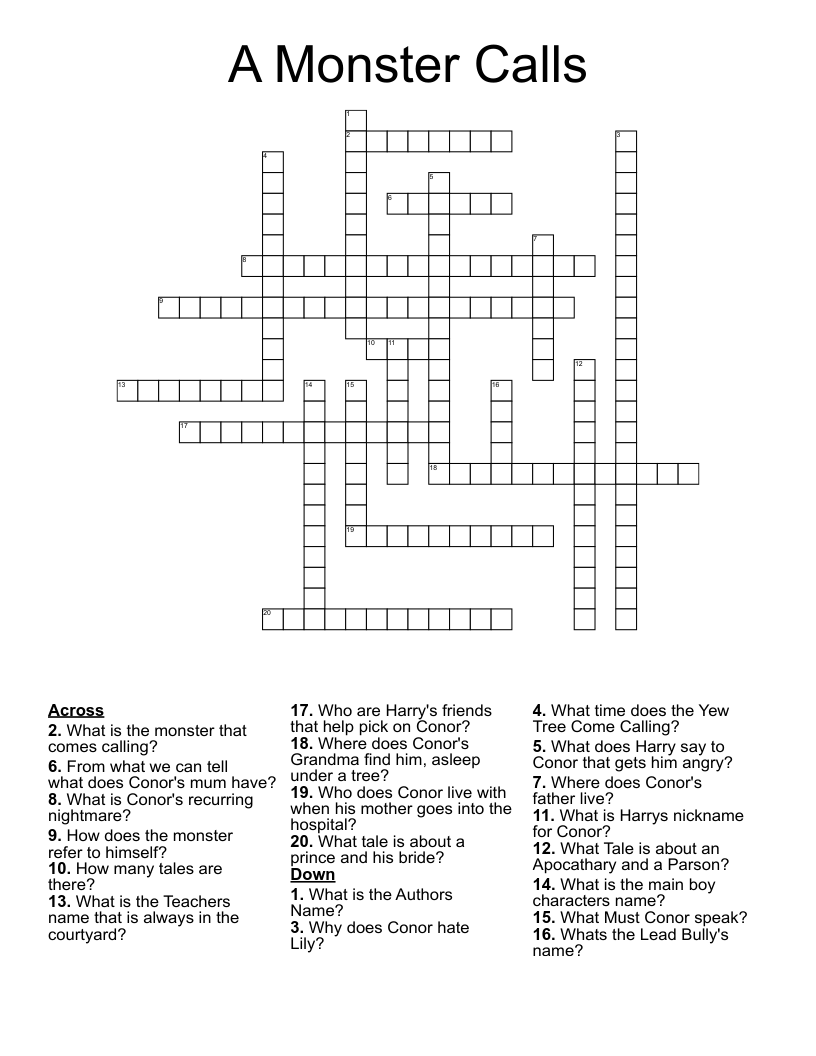 A Monster Calls Crossword