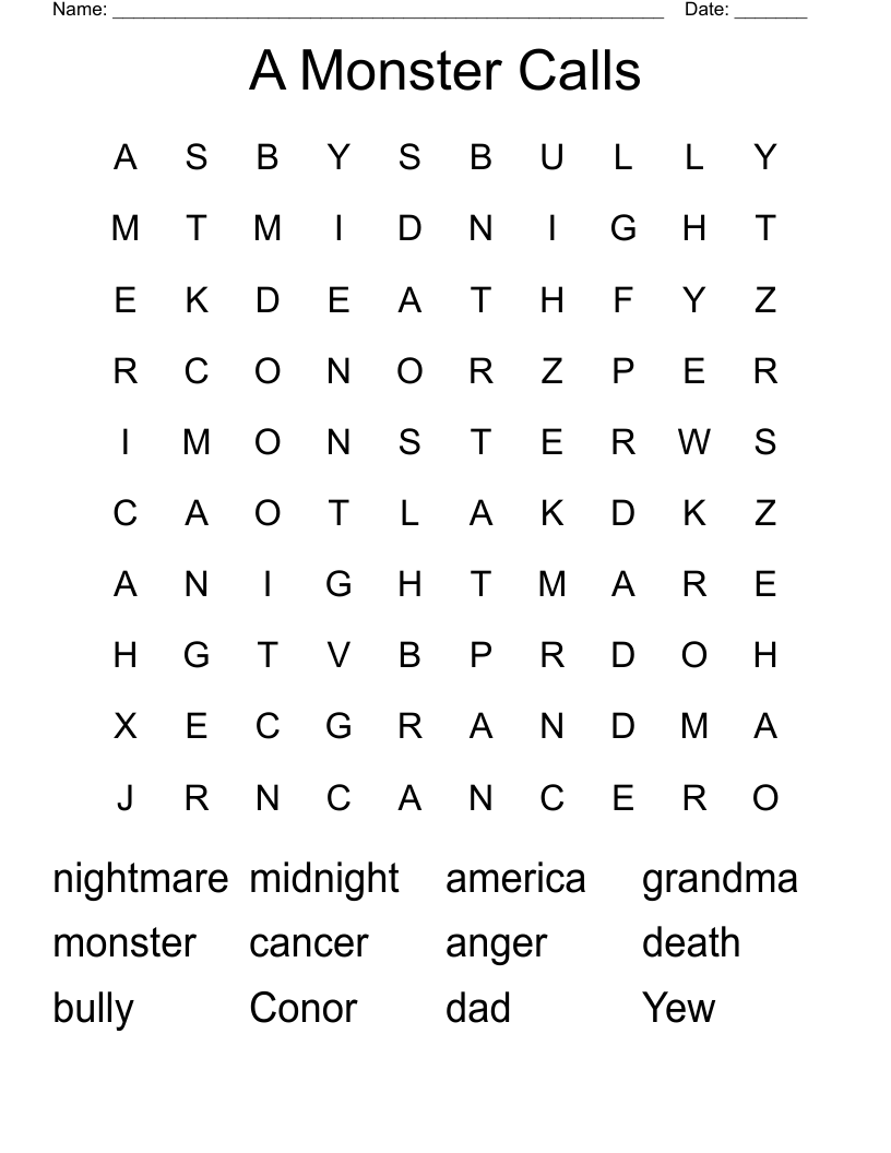 A Monster Calls Word Search