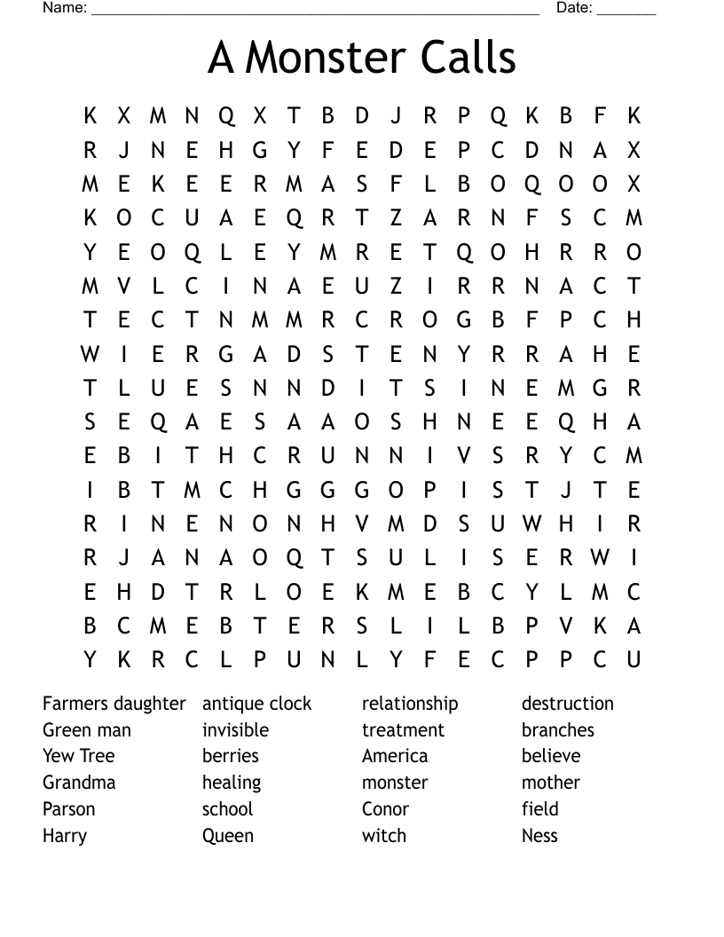 A Monster Calls Word Search