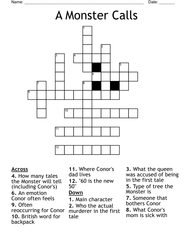 A Monster Calls Crossword