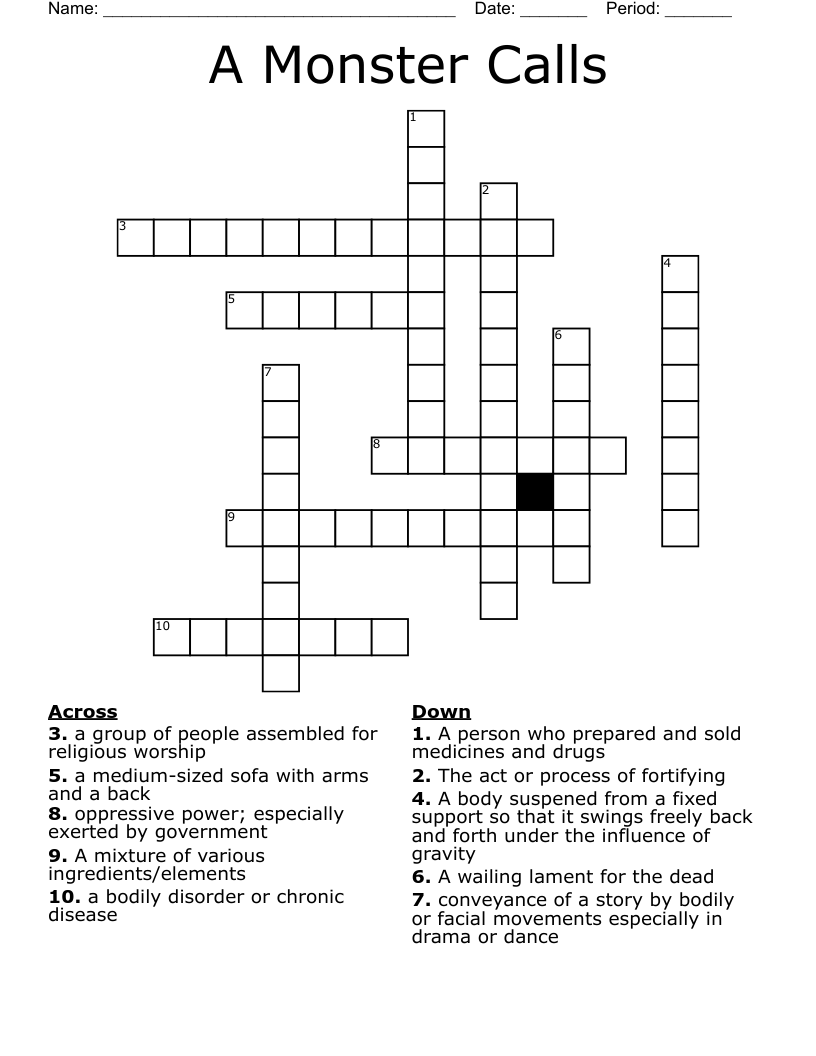 A Monster Calls  Crossword
