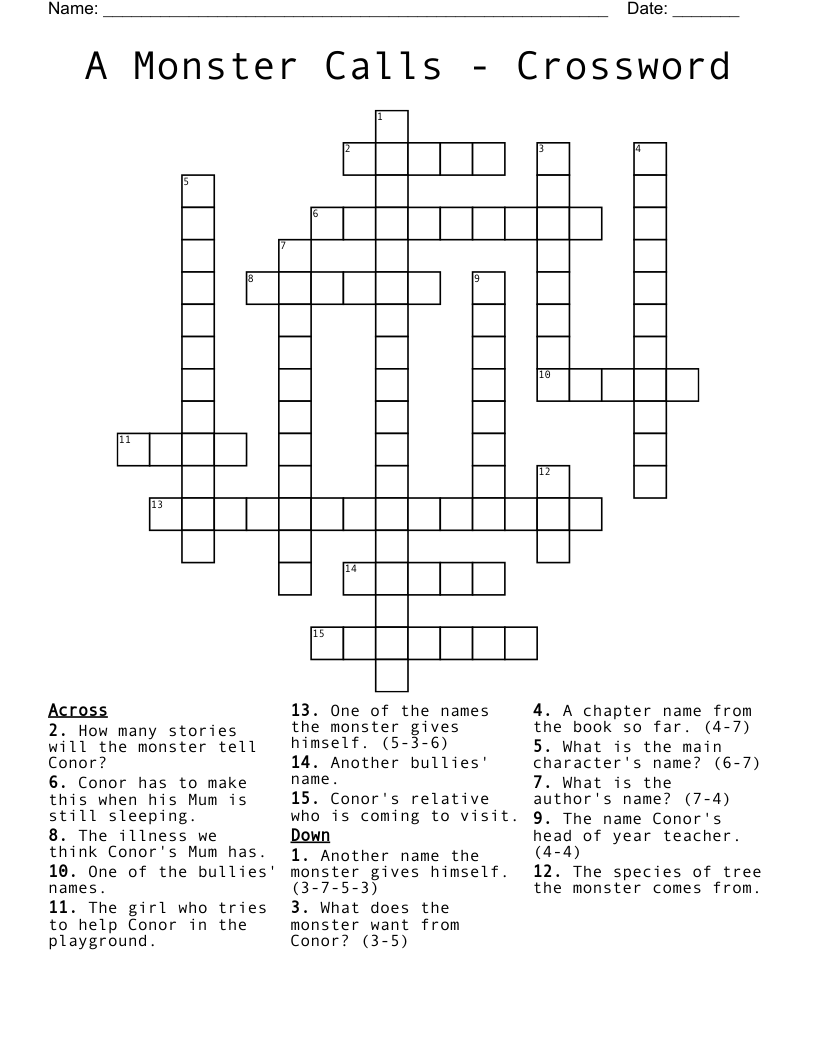 A Monster Calls - Crossword