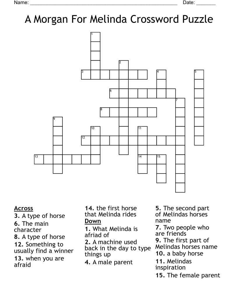 A Morgan For Melinda Crossword Puzzle