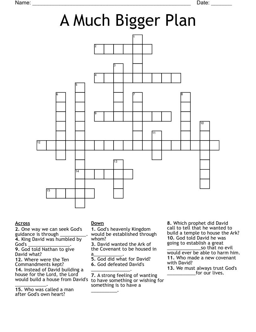 A Much Bigger Plan Crossword
