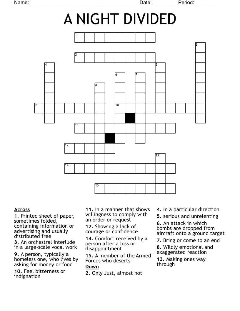 A NIGHT DIVIDED  Crossword