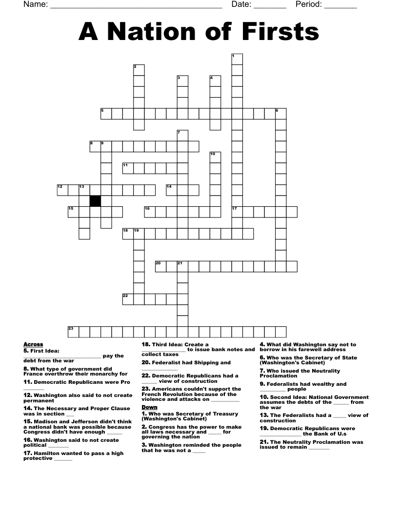 A Nation of Firsts Crossword