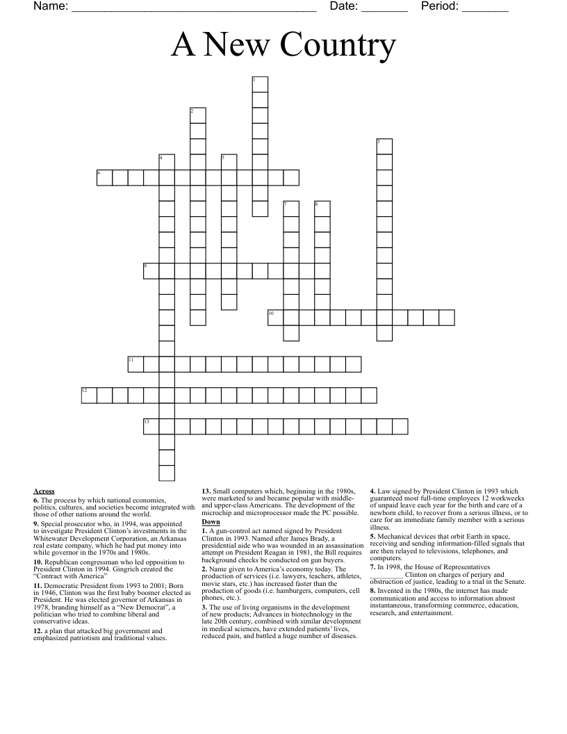 A New Country Crossword