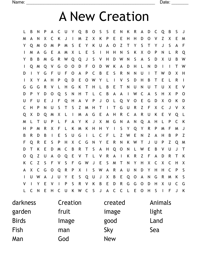 A New Creation Word Search