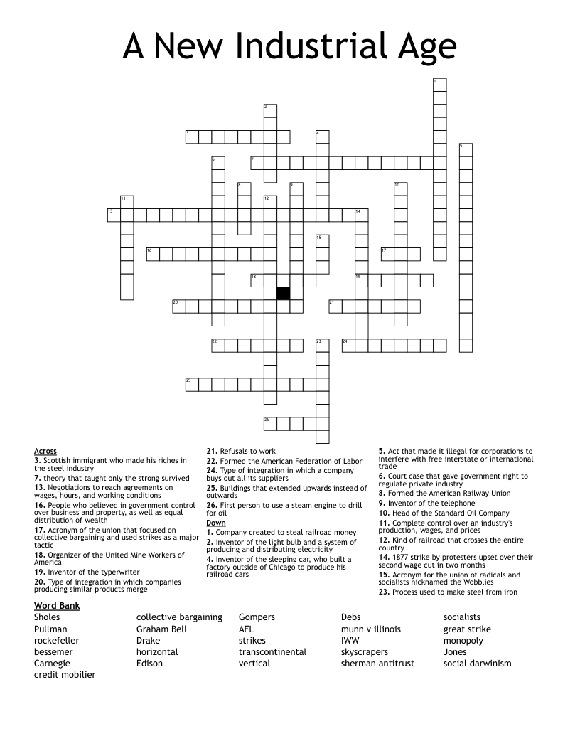 A New Industrial Age Crossword