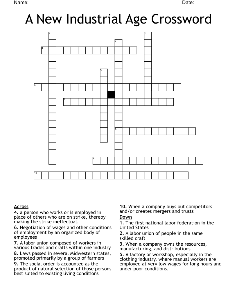 A New Industrial Age Crossword