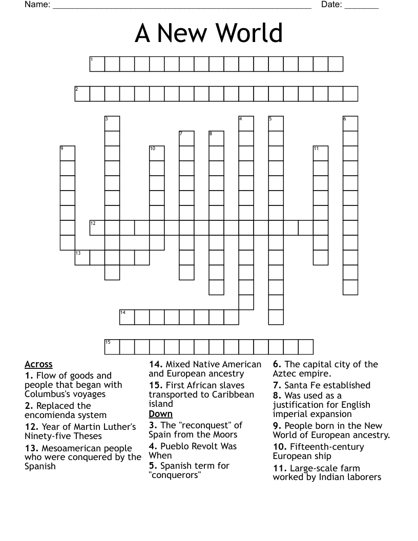 A New World  Crossword