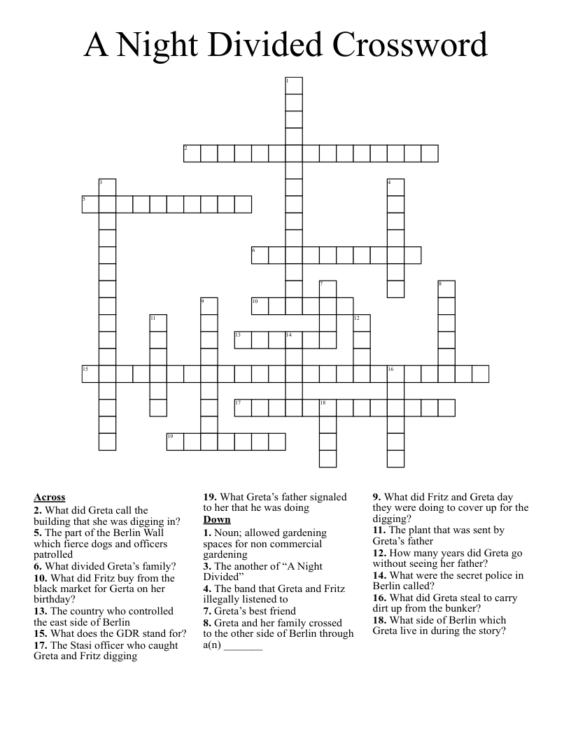 A Night Divided Crossword