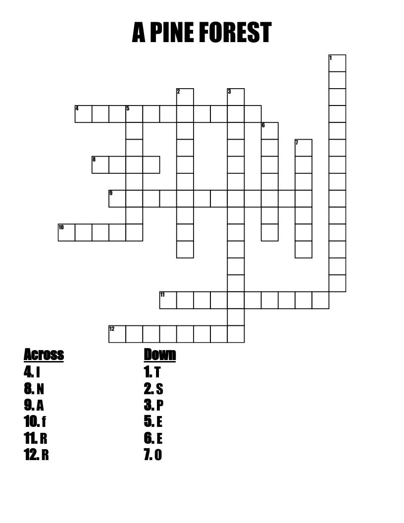 A PINE FOREST Crossword