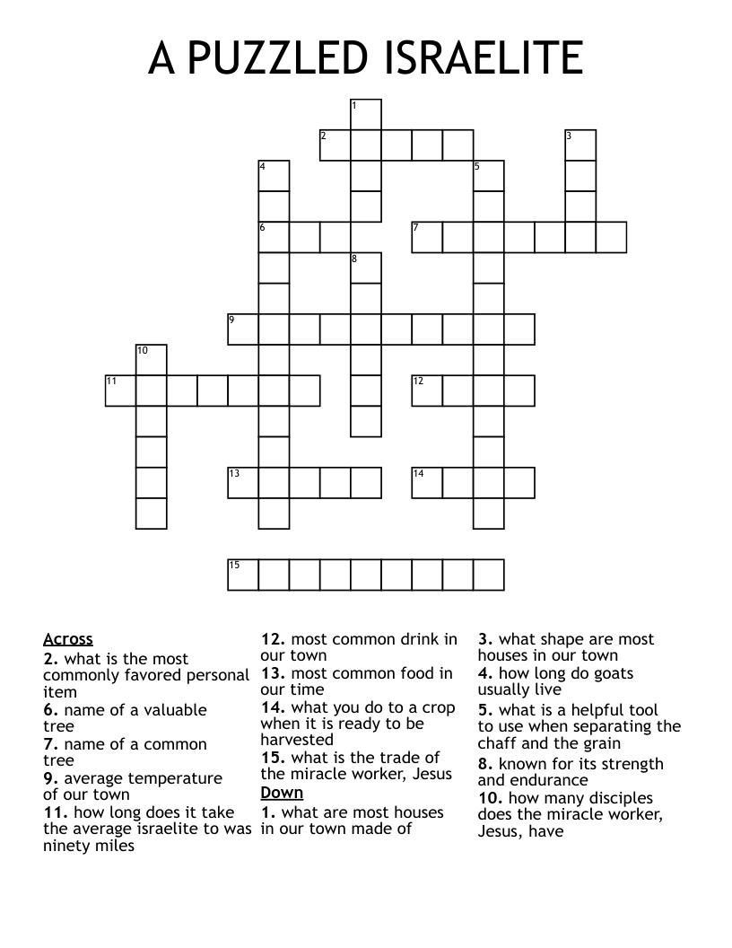 A PUZZLED ISRAELITE Crossword