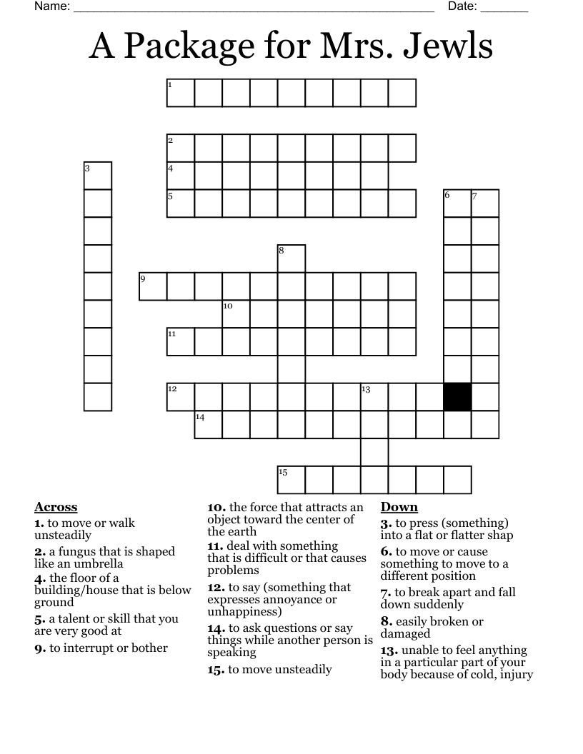 A Package for Mrs. Jewls Crossword